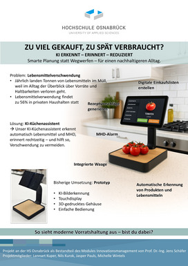 Poster der Gruppe 5 (Michelle Wintels, Nils Kurok, Lennart Kuper, Jasper Pauls): KI-Küchenassisten
