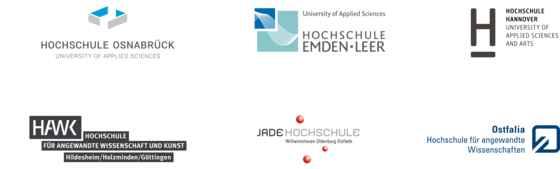 Die Logos der sechs Verbundhochschulen