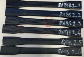 Abbildung 10: Sichtbare Qualitätseinbrüche an den Verbindungsstellen der Stützstruktur