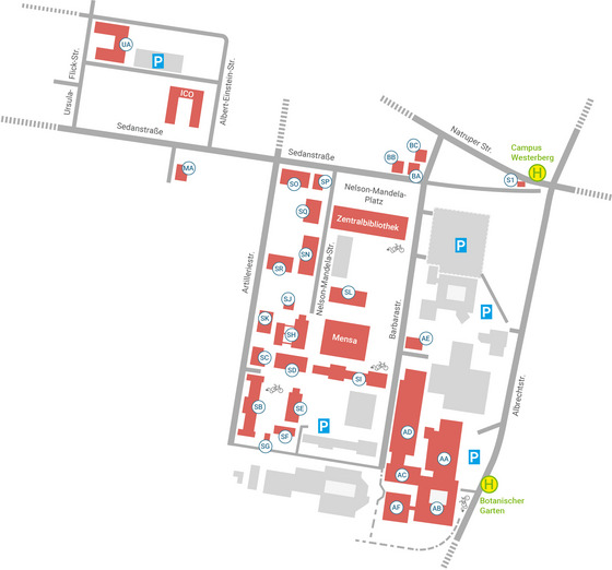 Übersicht Gebäudeplan des Standorts Westerberg