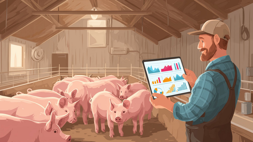 Sensorik im Schweinestall generiert durch Midjourney