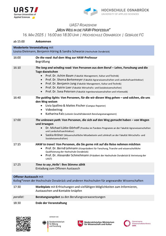 Das detaillierte Programm der Roadshow. Ein PDF mit denselben Informationen liegt an.