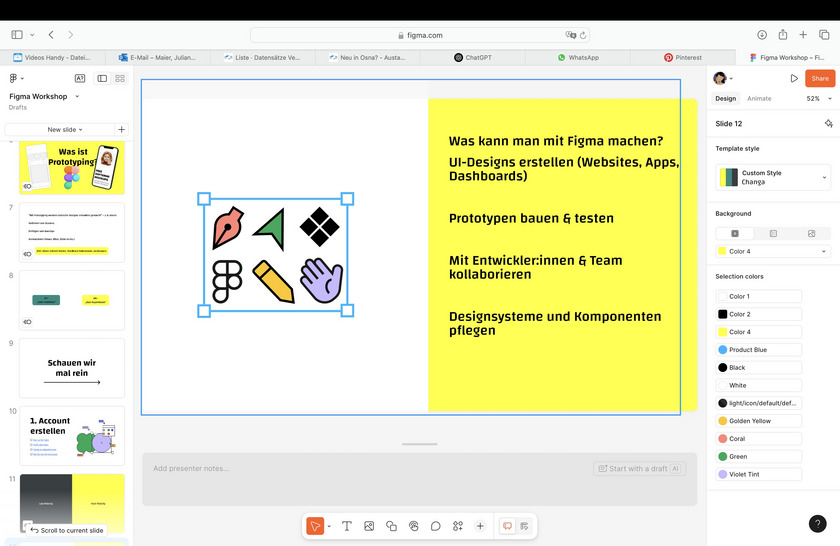 Screenshot von einem Präsentation Programm.