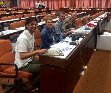 Die Forschungsgruppe der Hochschule Osnabrück in Havanna (v.l.): Nikolaus Ballenberger, Camilla Kapitza, Dirk Möller und Christoff Zalpour