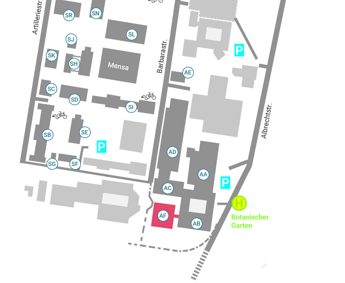 Map of Campus Westerberg, building AF is highlighted